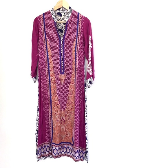 Boho Vintage maxi tunic side slits signs of wear dress or maxi top coverup top - Picture 9 of 9